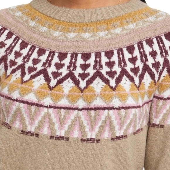 FDJ Tribal Fair Isle Crewneck Ribbed Sweater - Size Small - Picture 3 of 8